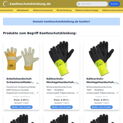 Screenshot kaelteschutzkleidung.de