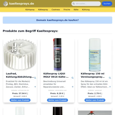 Screenshot kaeltesprays.de