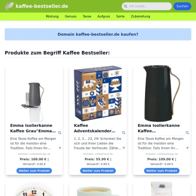 Screenshot kaffee-bestseller.de