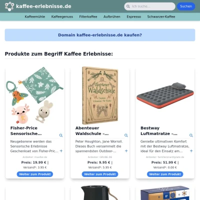 Screenshot kaffee-erlebnisse.de