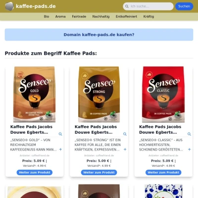 Screenshot kaffee-pads.de