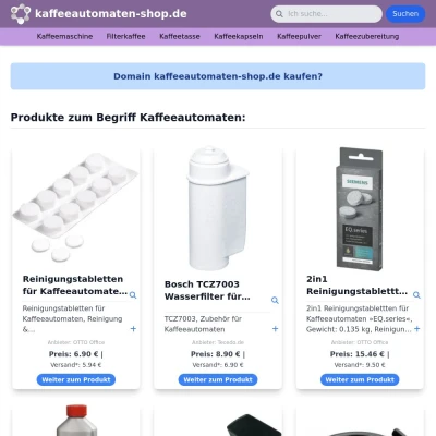 Screenshot kaffeeautomaten-shop.de