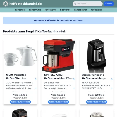 Screenshot kaffeefachhandel.de