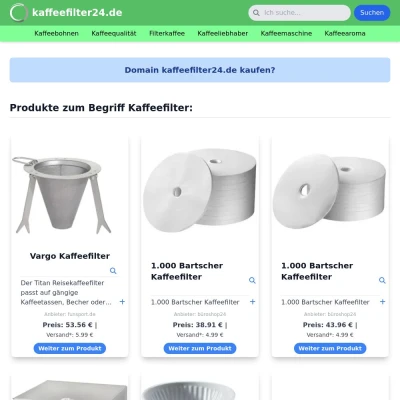 Screenshot kaffeefilter24.de
