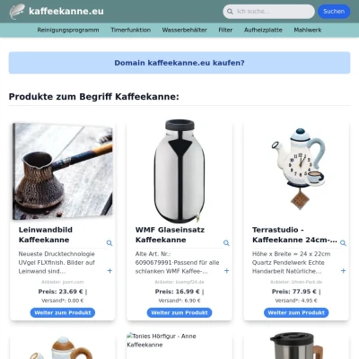 Screenshot kaffeekanne.eu