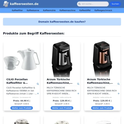 Screenshot kaffeeroesten.de