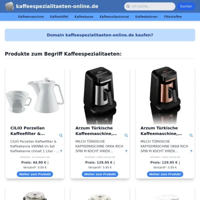 Screenshot kaffeespezialitaeten-online.de