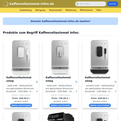 Screenshot kaffeevollautomat-infos.de