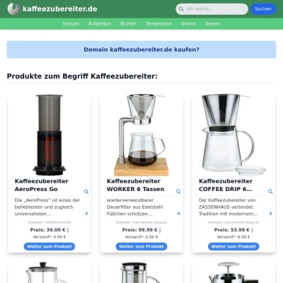 Screenshot kaffeezubereiter.de