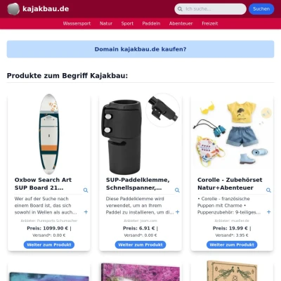 Screenshot kajakbau.de