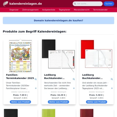 Screenshot kalendereinlagen.de