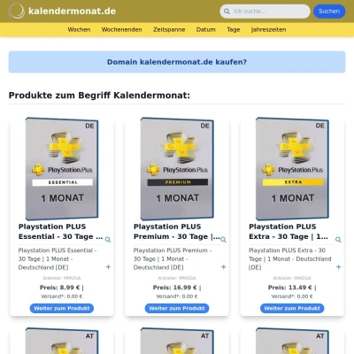 Screenshot kalendermonat.de