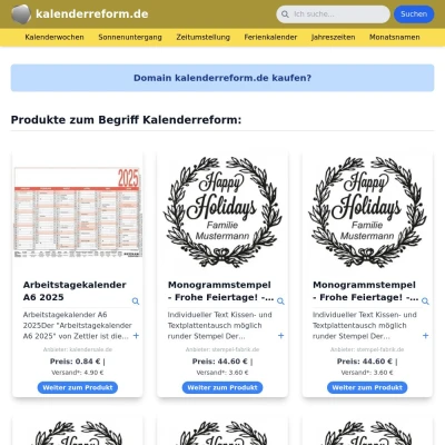 Screenshot kalenderreform.de