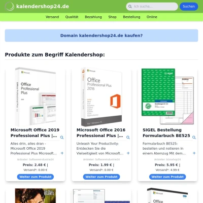 Screenshot kalendershop24.de