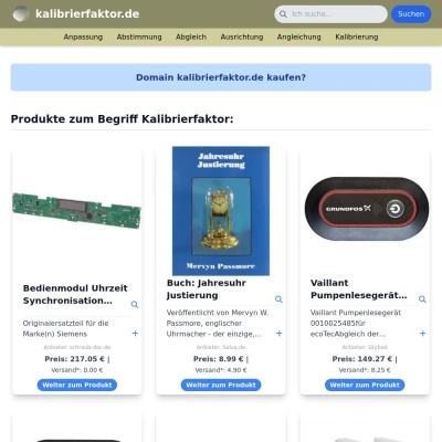 Screenshot kalibrierfaktor.de