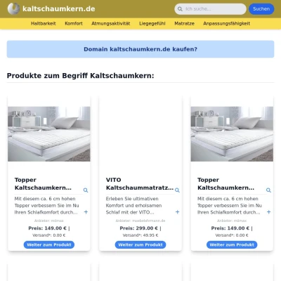 Screenshot kaltschaumkern.de