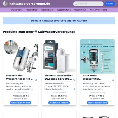 Screenshot kaltwasserversorgung.de