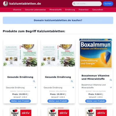 Screenshot kalziumtabletten.de