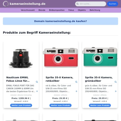 Screenshot kameraeinstellung.de