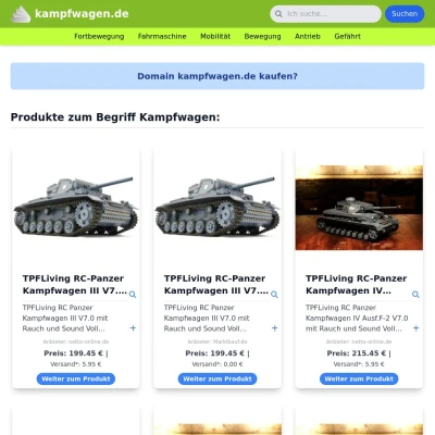 Screenshot kampfwagen.de