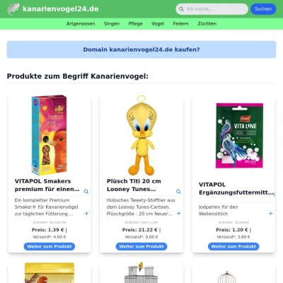 Screenshot kanarienvogel24.de