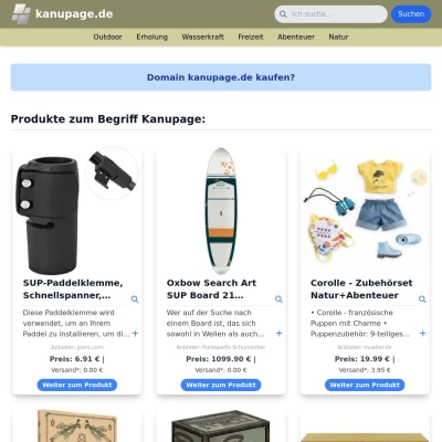 Screenshot kanupage.de