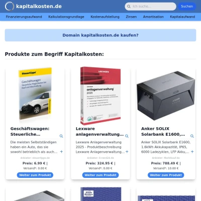 Screenshot kapitalkosten.de