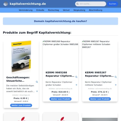 Screenshot kapitalvernichtung.de