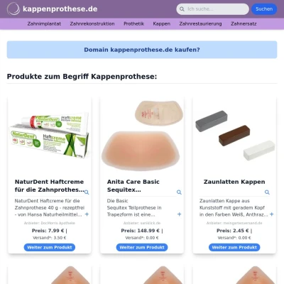 Screenshot kappenprothese.de