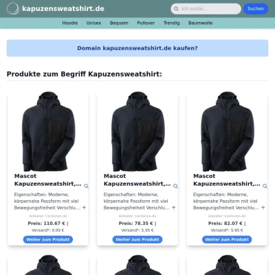 Screenshot kapuzensweatshirt.de