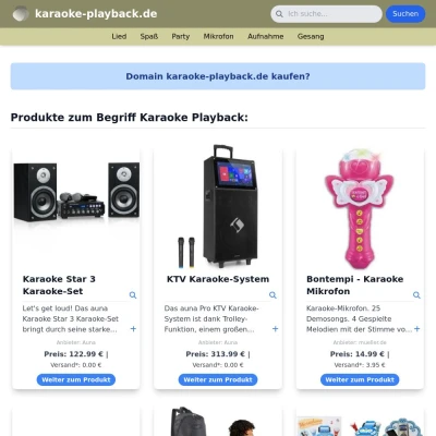 Screenshot karaoke-playback.de