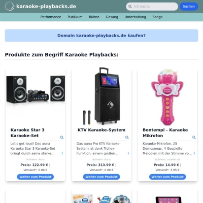 Screenshot karaoke-playbacks.de