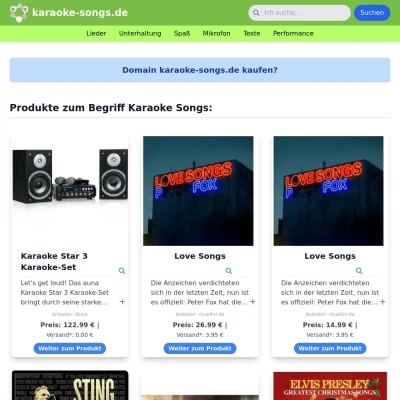 Screenshot karaoke-songs.de