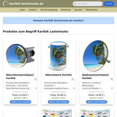 Screenshot karibik-lastminute.de