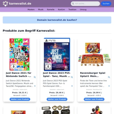 Screenshot karnevalist.de