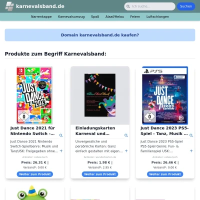 Screenshot karnevalsband.de