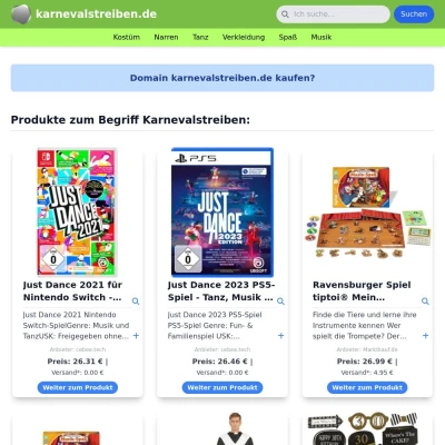 Screenshot karnevalstreiben.de