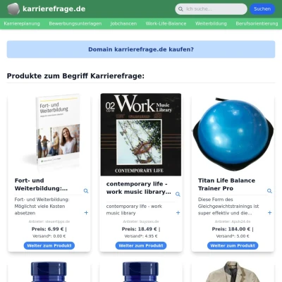 Screenshot karrierefrage.de