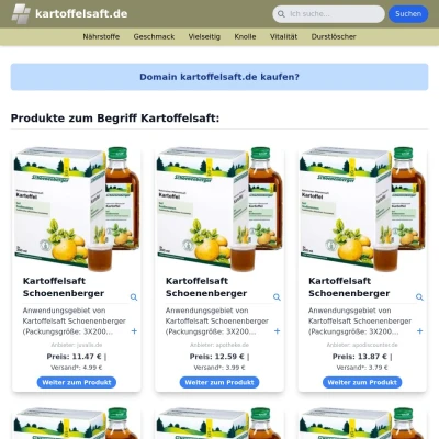 Screenshot kartoffelsaft.de