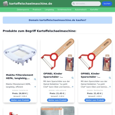 Screenshot kartoffelschaelmaschine.de