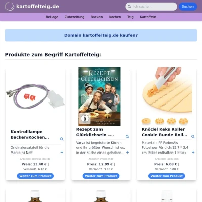 Screenshot kartoffelteig.de