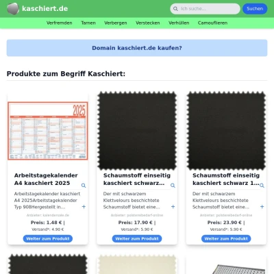 Screenshot kaschiert.de