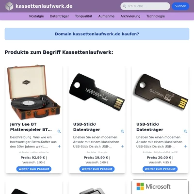 Screenshot kassettenlaufwerk.de