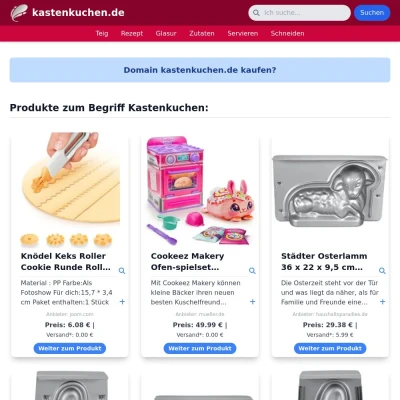 Screenshot kastenkuchen.de