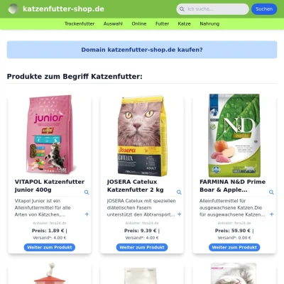 Screenshot katzenfutter-shop.de