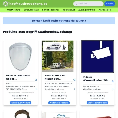 Screenshot kaufhausbewachung.de