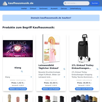 Screenshot kaufhausmusik.de