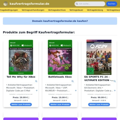 Screenshot kaufvertragsformular.de