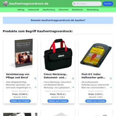 Screenshot kaufvertragsvordruck.de