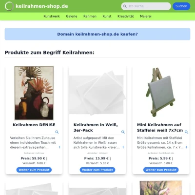 Screenshot keilrahmen-shop.de